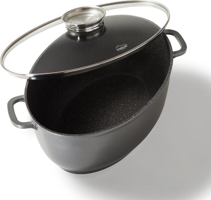 Produktbild Stoneline Gourmet Bräter 39 x 26 cm, mit Aroma-Glasdeckel (39 cm, Bräter + Schmortopf, Aluminiumguss)