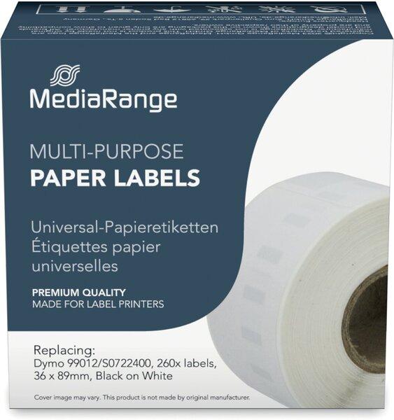 Image du produit MediaRange ge Bande d'écriture 36x89mm noir/blanc Dymo 99012/S0722400 260pcs (3.60 cm, Noir)