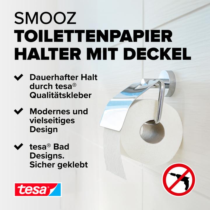 Produktbild tesa SMOOZ WC-Papierrollenhalter inkl. Klebelösung ohne Bohren