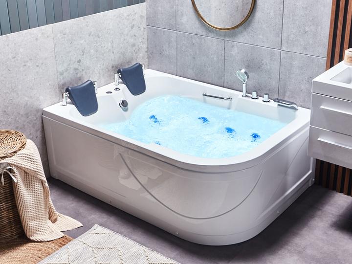 Image du produit Beliani Baignoire balnéo blanche modèle d'angle avec LED 170 x 119 cm droite BAYAMO (318 l, 119 cm, 119 cm)