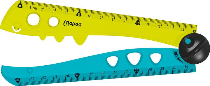 Image du produit Maped Règle pliante CROC CROC, plastique, 15/30 cm, jaune/turquoise, blister 1 pièce (300 mm)
