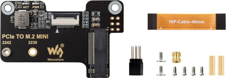 Actual product image WaveShare PCIe to M.2 Mini SSD Adapter for Raspberry Pi5