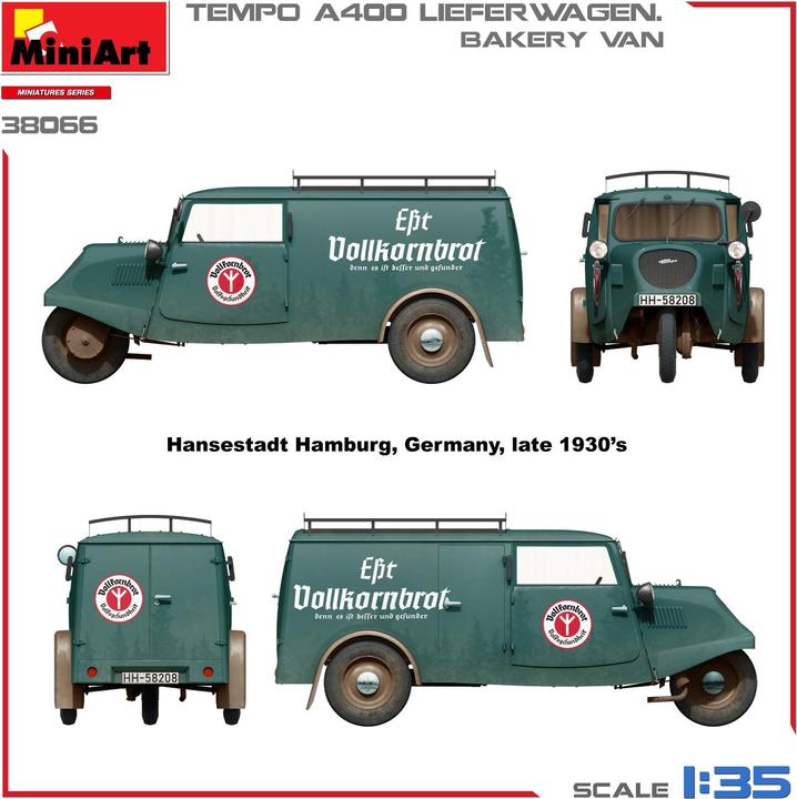 Actual product image 1:35 Tempo A400 delivery van with baked goods