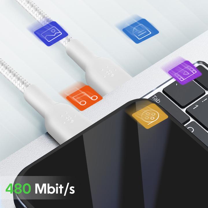 Immagine prodotto Belkin Cavo da USB-C a USB-C intrecciato in PVC da 2 m in confezione doppia (2 m, USB 2.0)