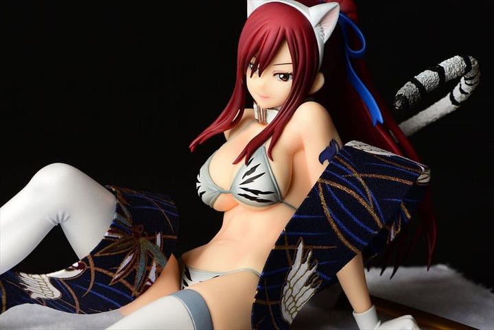 Actual product image Orca Fairy Tail Statue 1/6 Erza Scarlet - White Tiger CAT Gravure Style 13 cm