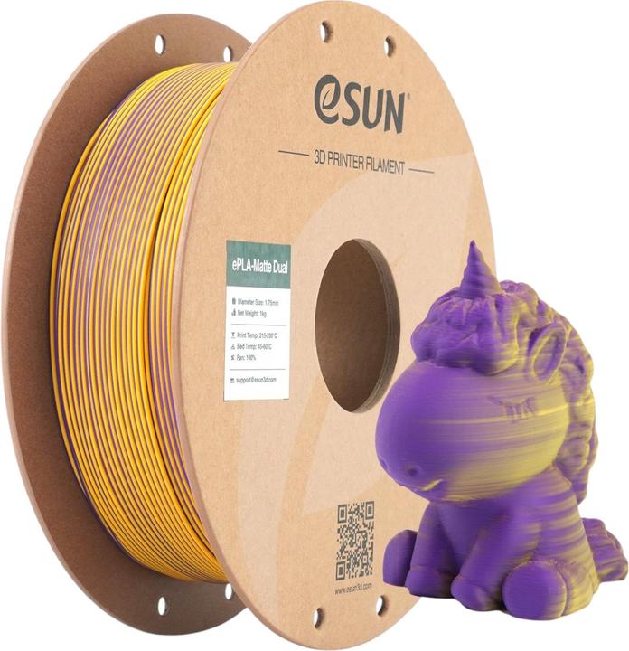 Produktbild eSUN PLA MATTE DUAL 1,75mm PURPLE YELLOW 1kg (PLA, 1.75 mm, 1360 g, Mehrfarbig)