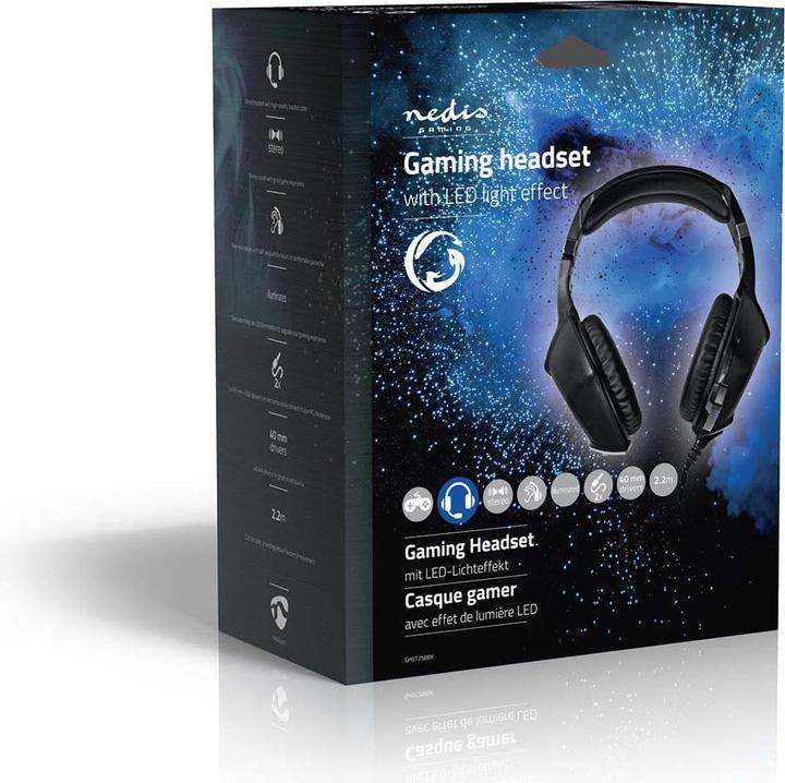 Actual product image Nedis Gaming Headset | Over Ear | Stereo | USB Type-A / 2x 3.5 mm | Foldable Microphone | 2.20 m | L (Cable)
