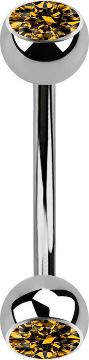 Image du produit Star Piercing Micro banane argentée avec deux boules de cristal topaze (sans laiton, Titane G23)