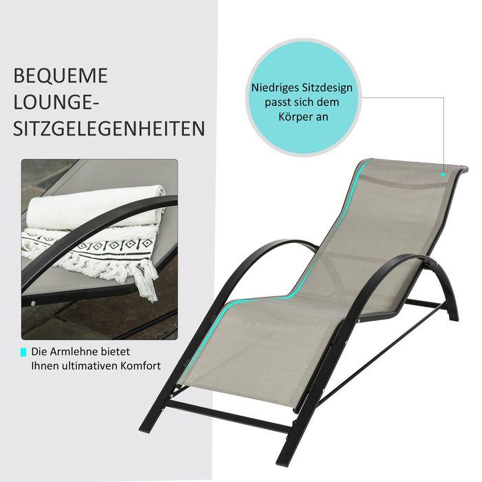 Produktbild Swisshandel24 3-tlg Gartenliegen mit Tisch, Metall grau und schwarz (169 cm)