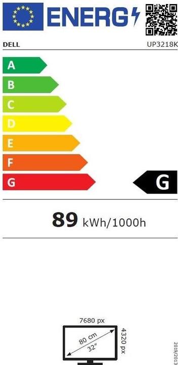 Energy Label Dell UltraSharp UP3218K (7680 x 4320 pixels, 31.50")