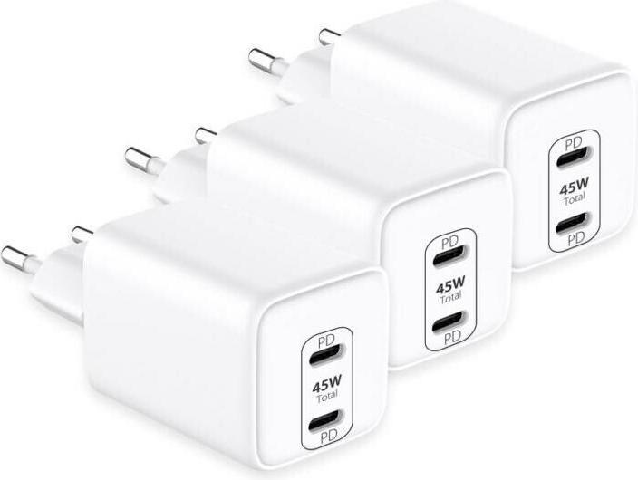 Produktbild LMP USB-C Dual Port Power Adapter 45 W 3 Stück (45 W)