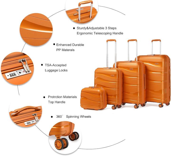 Produktbild Kono 4-teiliges Gepäckset mit Beautycase (105 l, Handgepäck (bis 50l), M (50 - 90l), L (90 - 115l))