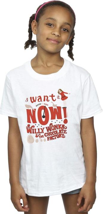 Actual product image Willy Wonka & the Chocolate Factory Girls Verruca Salt I Want It Now Cotton T-Shirt (140, 146)