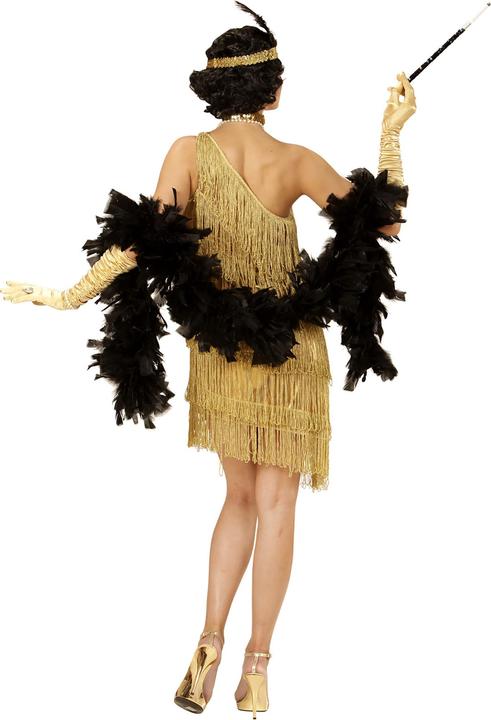 Produktbild Widmann Charleston Kleid Gold mit Fransen, Halsband, Stirnband und Feder (XS, S, M, L, XL)