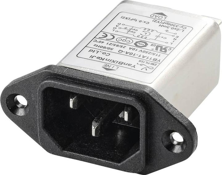Image du produit Tru Components TC-10101440 Filtre secteur avec prise pour appareil froid 250 V/AC 10 A 0,3 mH