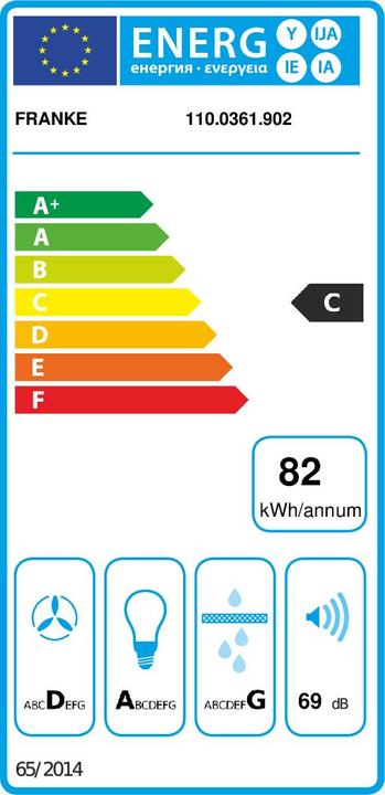 Label énergétique Franke HOTTE 534646 EVO PROJECT (Hotte murale)