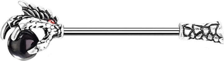 Star Piercing Barbell silber Drachenklaue mit Kugel (Messing, Chirurgenstahl 316L)