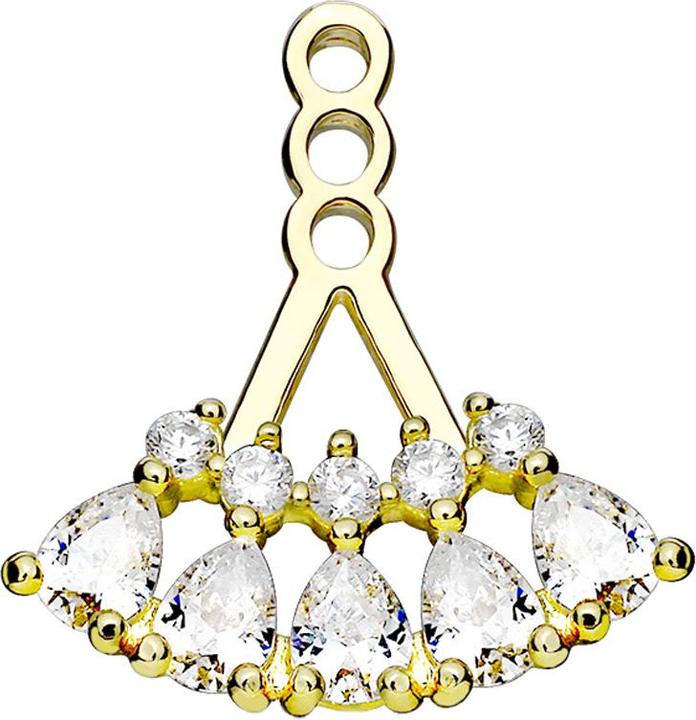 Produktbild Star Piercing Ohrring Ear Jacket vergoldet mit fünf Tropfkristallen (Messing)