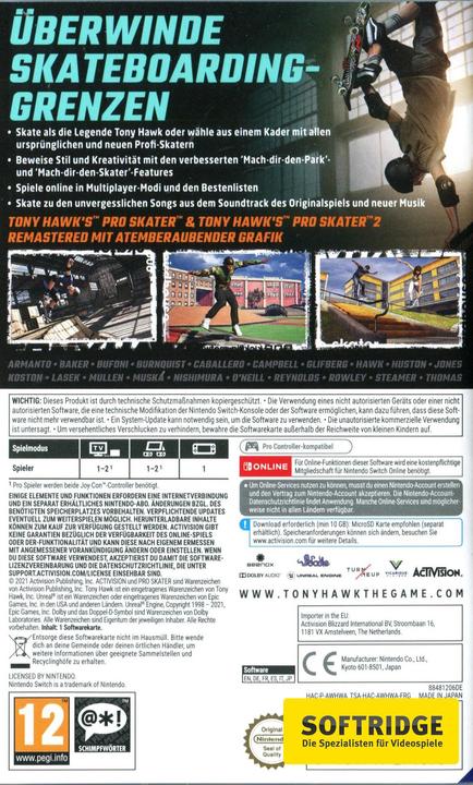 Produktbild Activision Tony Hawk Pro Skater 1 + 2 (Switch, Switch Lite, Switch OLED, Multilingual)
