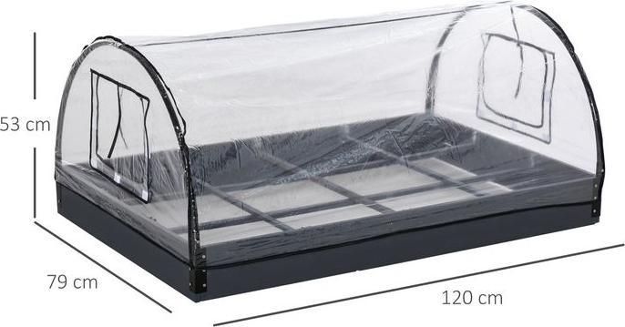 Produktbild Swisshandel24 Gewächshaus mit Fenster 12 Gitter PVC Stahl Transparent 120 x 79 x 53 cm