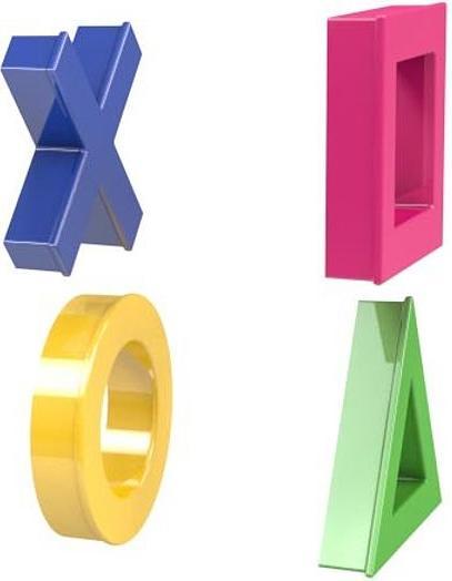 Actual product image Dahle Magnet set Mega Magnet Mini, 1 x each cross, circle, triangle, square, 45 x 45 mm (W x H) 45 mm x (4 x)