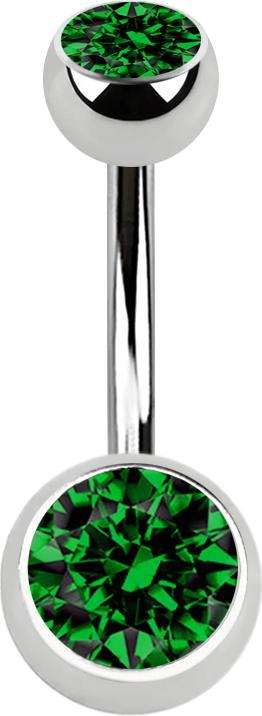 Produktbild Star Piercing Banane silber mit zwei Kugeln Kristall grün (Chirurgenstahl 316L)