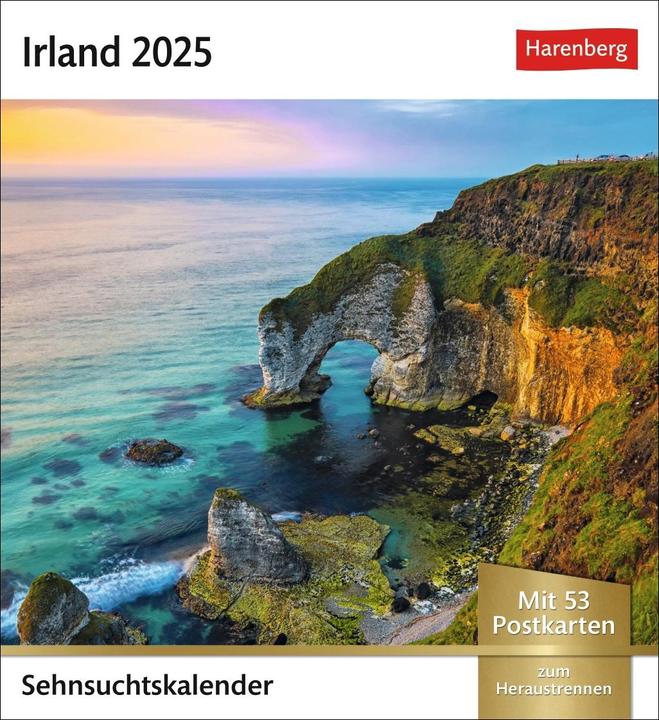 Produktbild Harenberg Irland Sehnsuchtskalender 2025 - Wochenkalender mit 53 Postkarten (16 x 17.5 cm, Kein Einband, Deutsch)