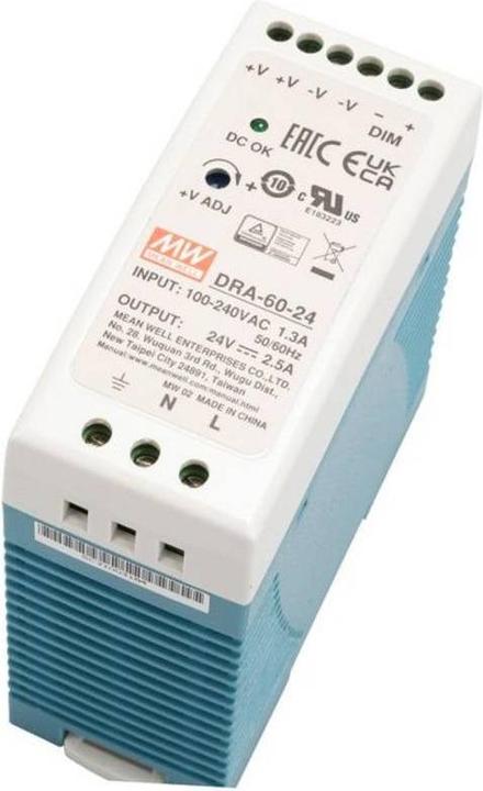Produktbild MeanWell Hutschienen Netzteil (DIN Rail) 24 V/DC 2.5 A 60 W 1 x