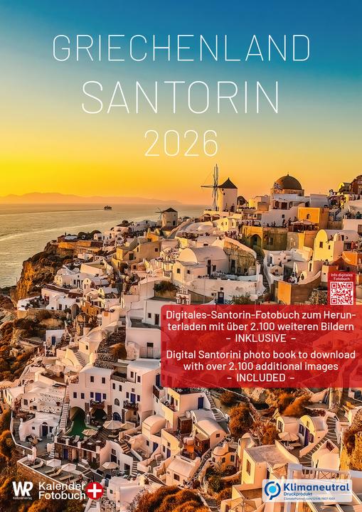WR Kalender Griechenland - Santorin 2026 A3 hochformat mit grossem Kalendarium für Deine Einträge (Harter Einband, Deutsch)