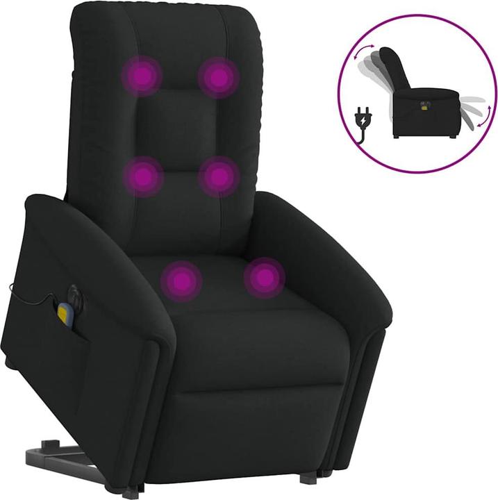 VidaXL Elektrischer Massagesessel mit Aufstehhilfe Schwarz Stoff