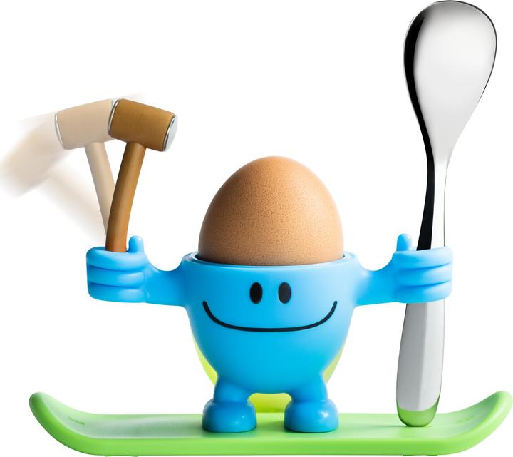 Eierbecher mit Löffel lustiger Eierbecher Kinder Kunststoff McEgg blau (1 x)