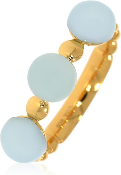 Actual product image Xen Ring with three aqua chalcedony 6 mm approx. 2.7 ct. yellow gold plated (54, 925 Silver)