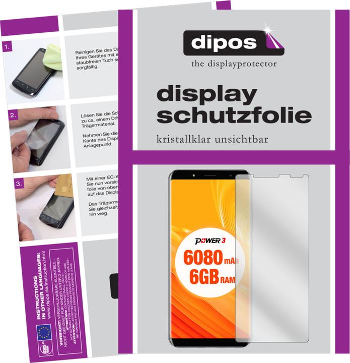 Actual product image Dipos Screen Protector Crystalclear (6 Piece, Ulefone Power 3)
