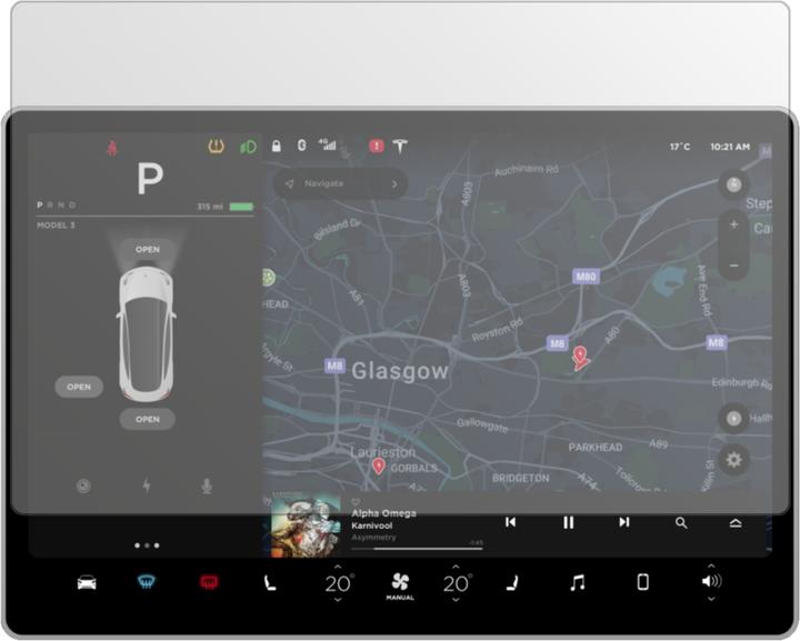 Actual product image Dipos Anti-Glare (2 Piece, Tesla Model 3 Display)