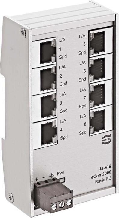 Actual product image Harting 24020080010 Eth. Switch 8x10/100 eCon 2080B-A - Switch - 0.1 Gbps (8 Ports)