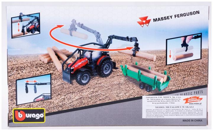 Produktbild Bburago 18/31671 Massey Ferguson 8740S tractor Official scale 1:32 metallic red with drive, loader a