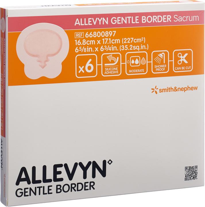 Actual product image Allevyn Gentle Border Sacrum 16.8x17.1cm (1995.61 ml)