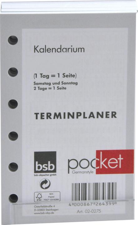 Image du produit BSB-Obpacher Calendriers pour minuterie env. A7 1jour/1page (12 x 8 cm)