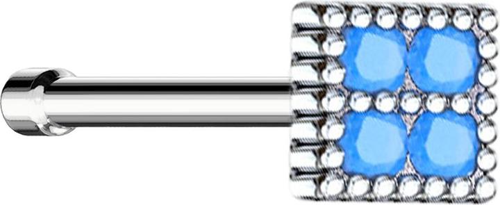 Produktbild Star Piercing Nasenstecker gerade silber quadratisch mit türkis Stein (Chirurgenstahl 316L, Messing)