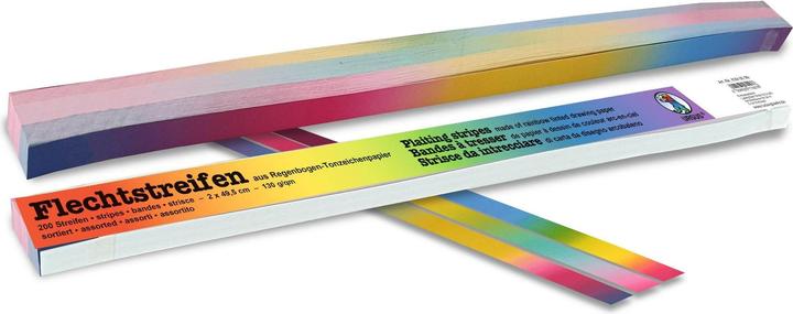 Immagine prodotto Ursus Carta da costruzione 200 pezzi, strisce intrecciate Arcobaleno (130 g/m², 200 x)