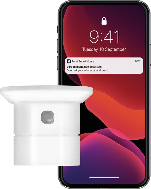 Image du produit Trust Smart Home Zigbee CO Detector ZCO-900 Détecteur de monoxyde de carbone blanc HxLxL 49x60x60 mm