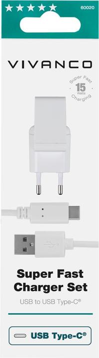 Produktbild Vivanco Ladeset 3A inkl. separatem USB TypeC Verbindungskabel 12m