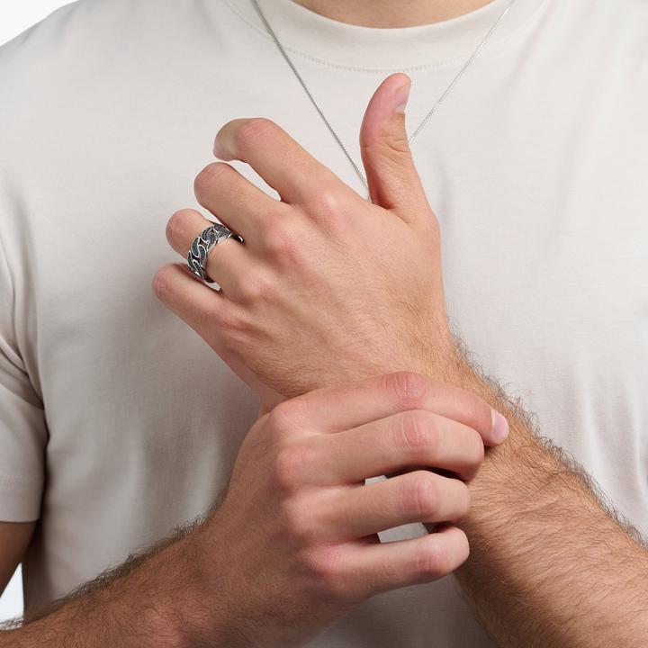 Produktbild Thomas Sabo Ring Geschwärzt Glieder mit Schwarzen Steinen (60, 925 Silber)