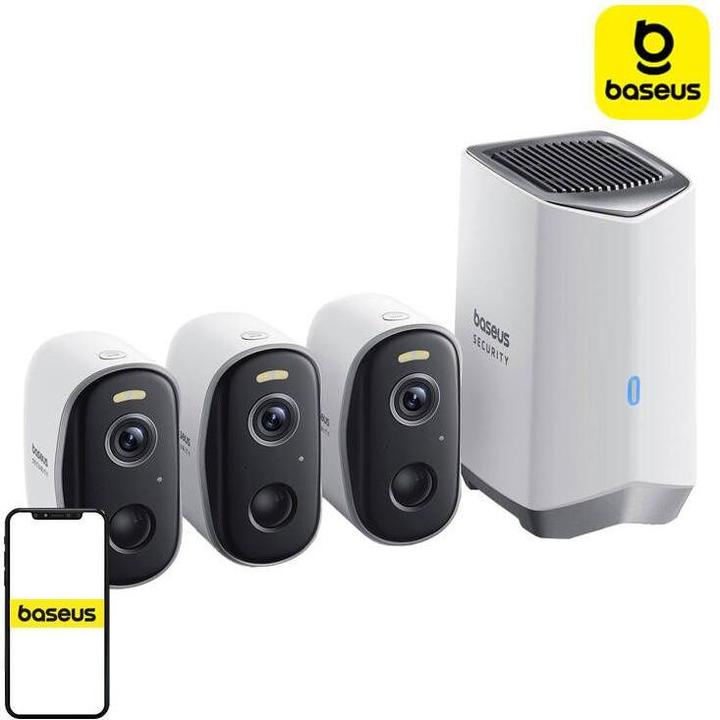 Actual product image Baseus N1 2K outdoor camera set of 3 (white)