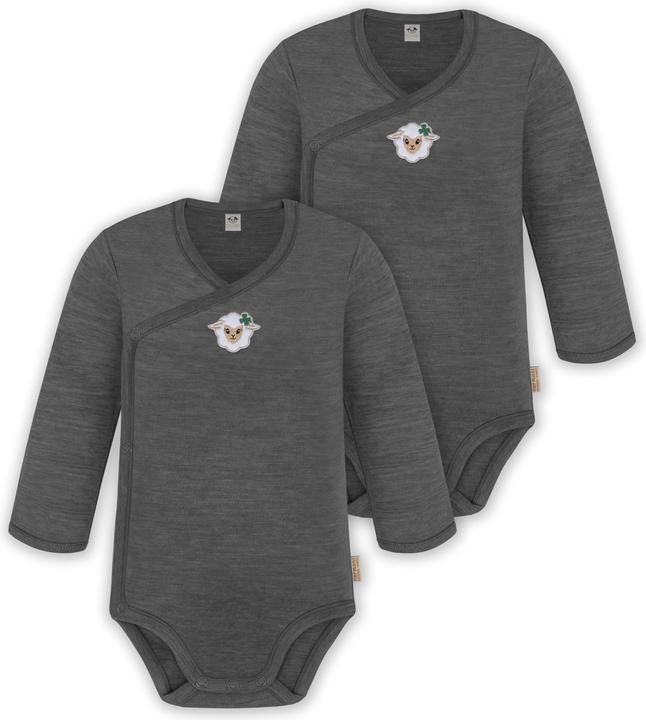 Normani 2er Pack Doppelpack Baby-Body Merino Wickelbody Bodysuit Langarm - 9343