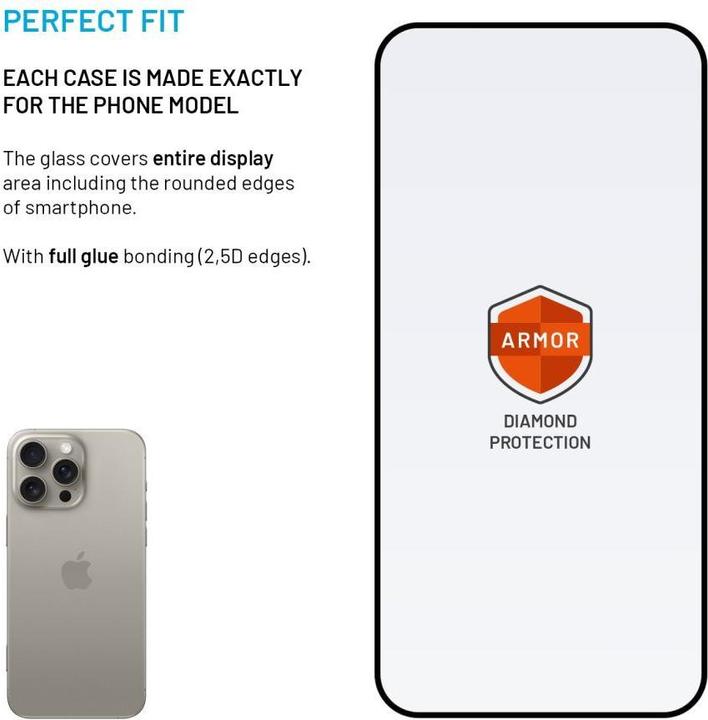 Image du produit Fixed Armure fixe | Couverture complète avec applicateur anti-poussière et couche AR | Apple | iPhone 16 (Apple iPhone 16 Pro Max)