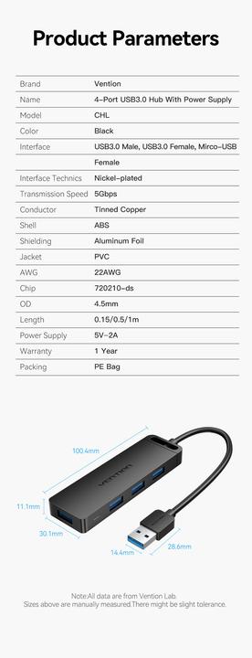 Actual product image Vention Chlbd (USB-A, 4 Ports)