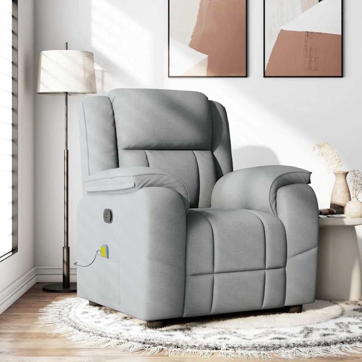 Actual product image VidaXL Massage armchair light grey fabric massage TV armchair
