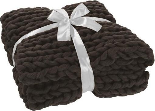 Image du produit J-Line Couverture en grosse maille Cozy 127x152 cm - Anthracite (127 x 152 cm)