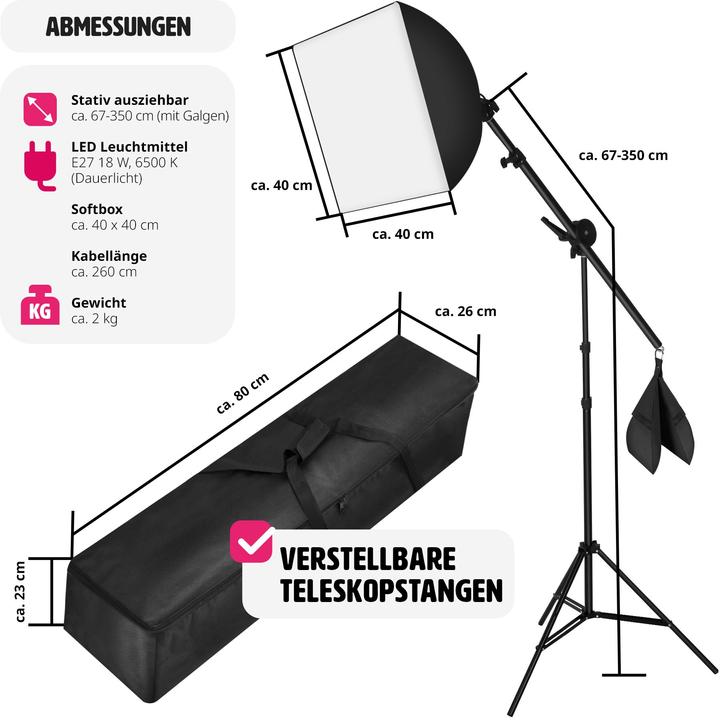 Actual product image tectake Studio light with softbox, tripod and bag (Studio light)
